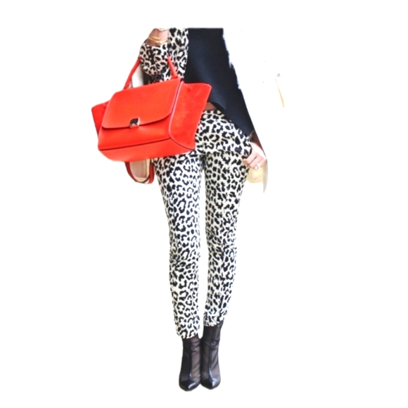 H&M White Animal Print High Waisted Skinny jeans size 10 - Picture 2 of 9